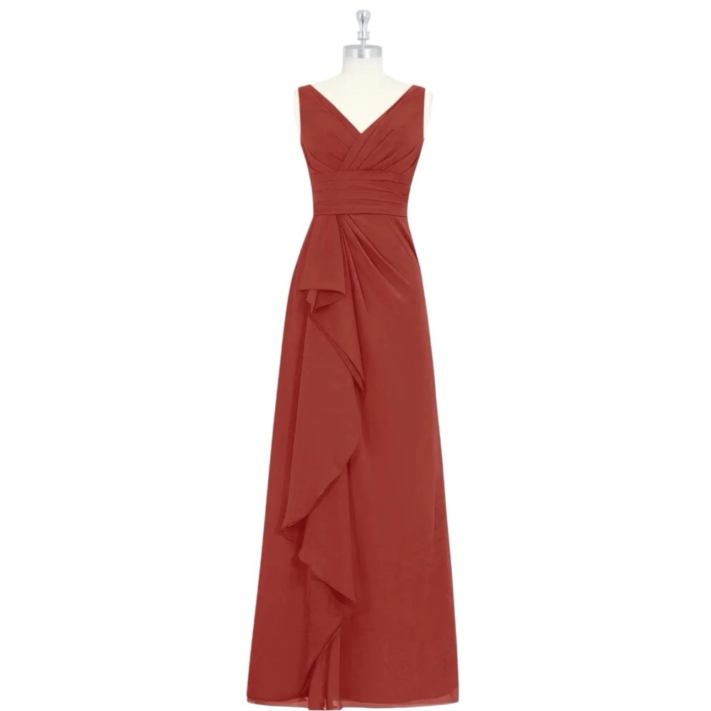 AZAZIE JULIANNA, Terracotta A-Line Chiffon Dress 37319 - Picture 6 of 10